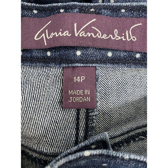 Gloria Vanderbilt Amanda Blue Denim Crop Jeans Plus 14P Polka Dot High Waist - Picture 8 of 11